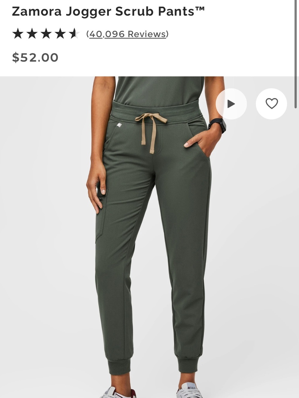 FIGS Women’s Moss Green Zamora Jogger Scrub Pants Size M
